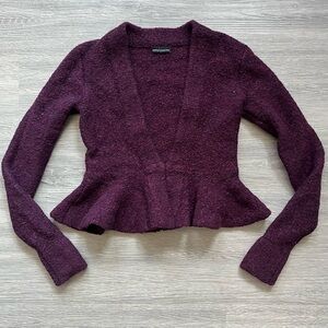 Moda International Deep Purple Ruffle Wool Cardigan